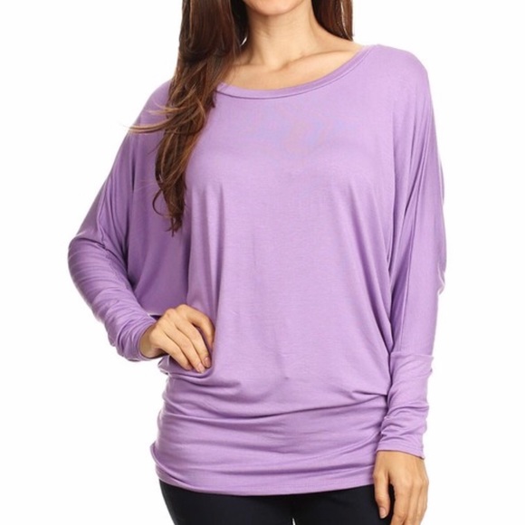 Long Sleeve Dolman Top Blouse Lavender Purple - Picture 6 of 6